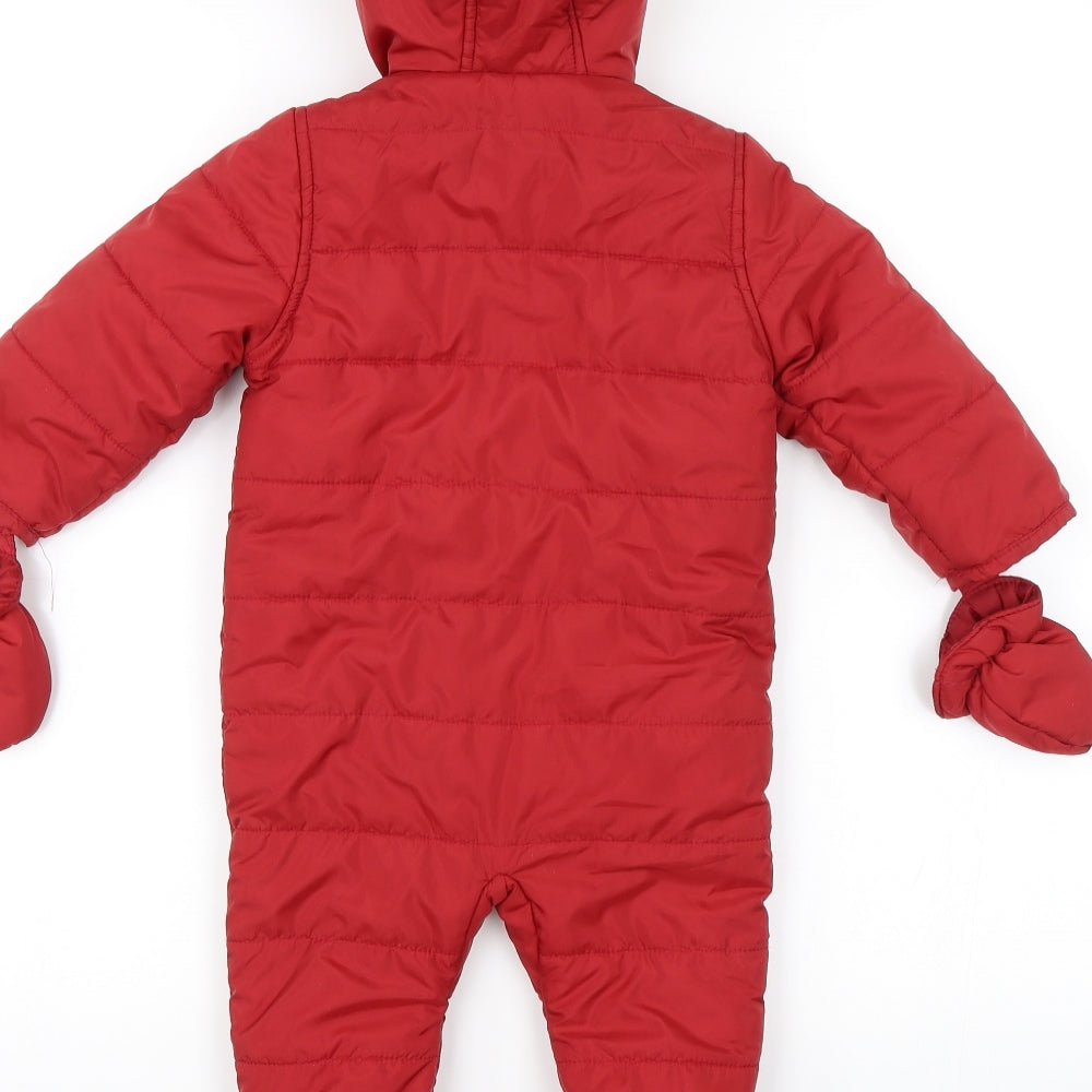 BHS Baby Red   Puffer Jacket Snowsuit Size 6-9 Months