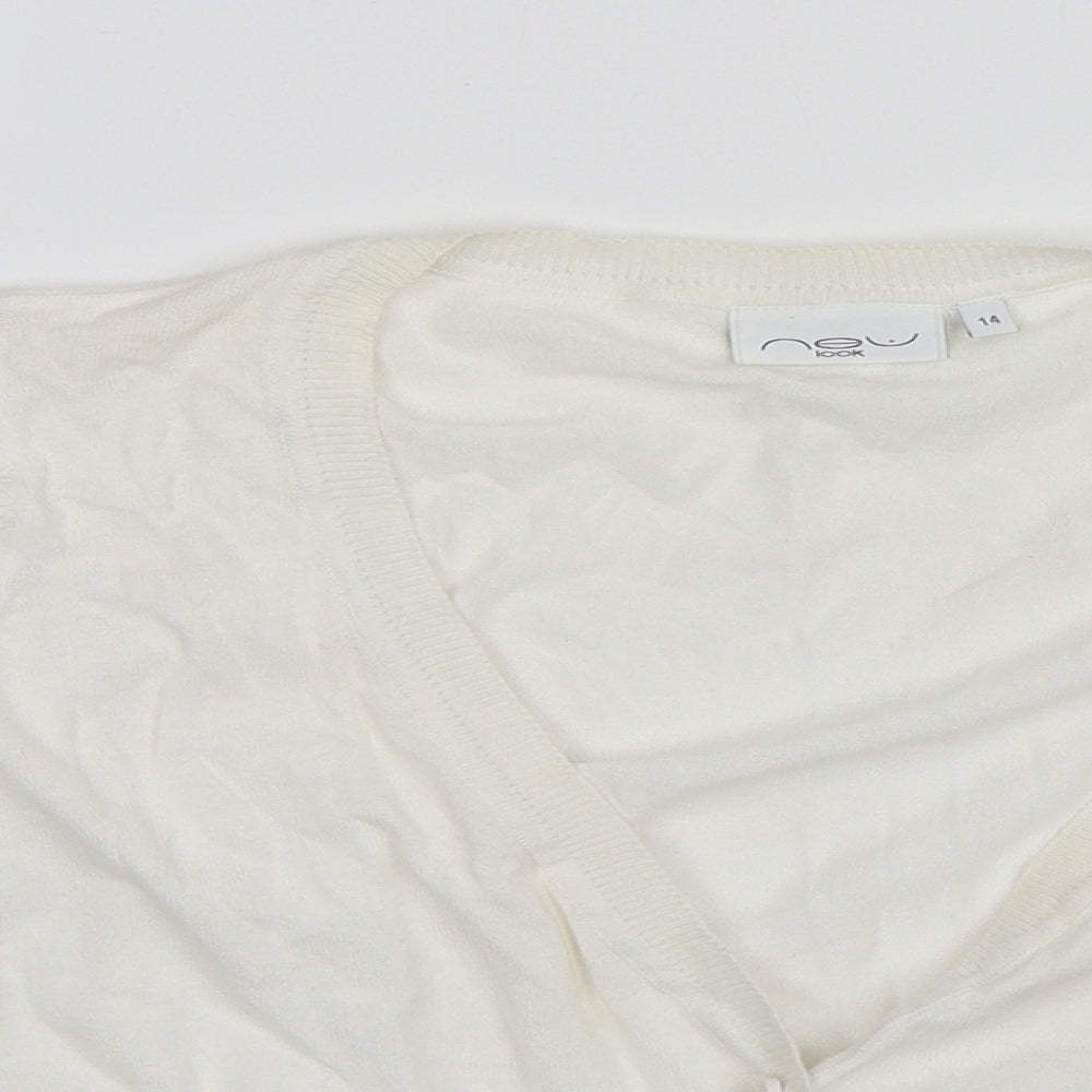 New Look Womens White   Cardigan Jumper Size 14