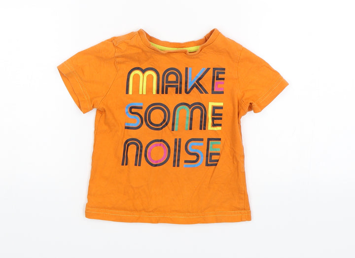 F&F Boys Orange Basic T-Shirt Size 2-3 Years - Make some noise