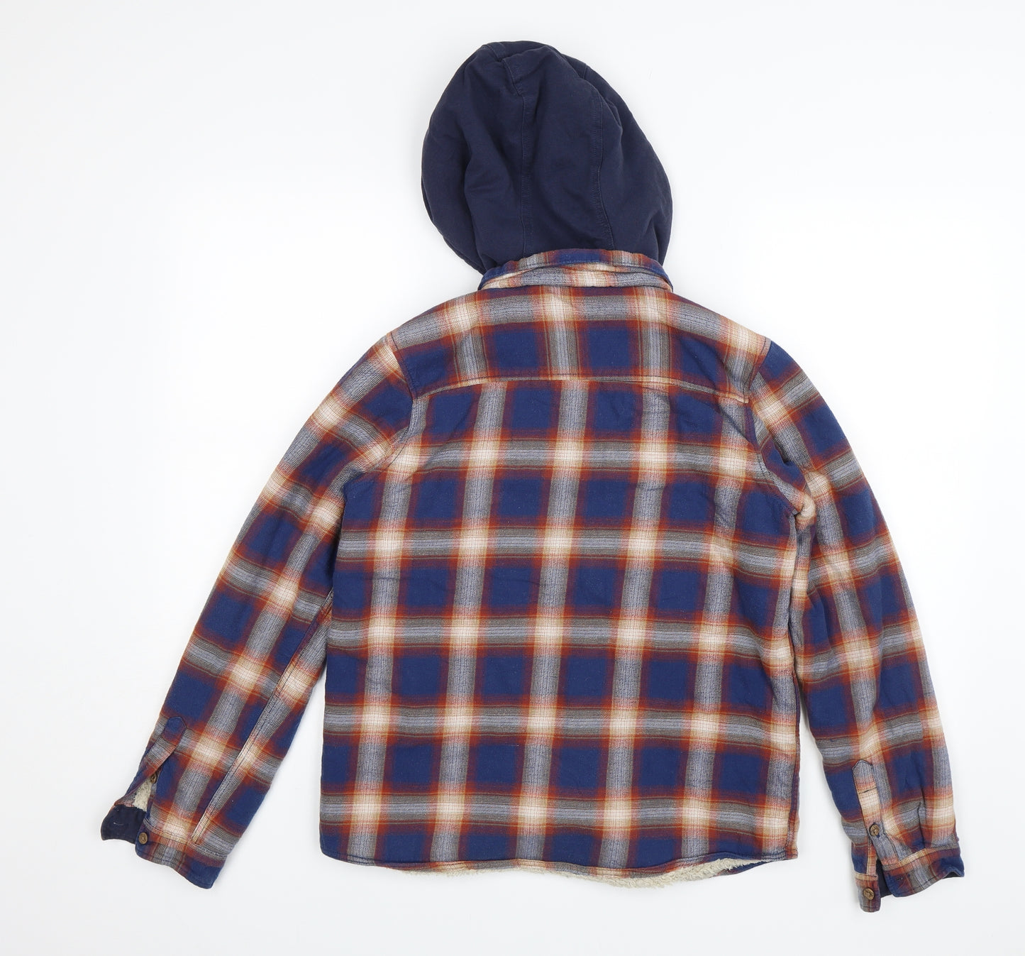 F&F Boys Blue Plaid  Pullover Hoodie Size 13-14 Years