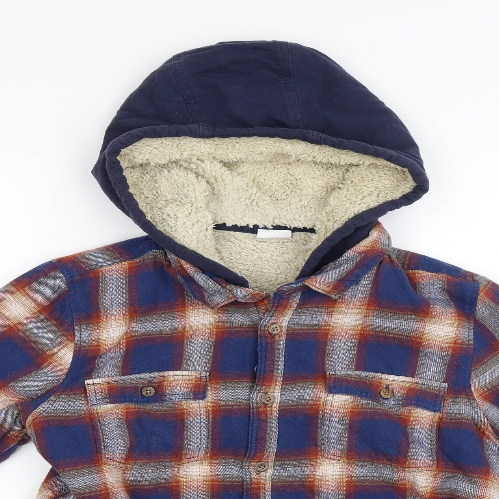 F&F Boys Blue Plaid  Pullover Hoodie Size 13-14 Years