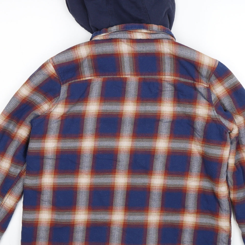 F&F Boys Blue Plaid  Pullover Hoodie Size 13-14 Years