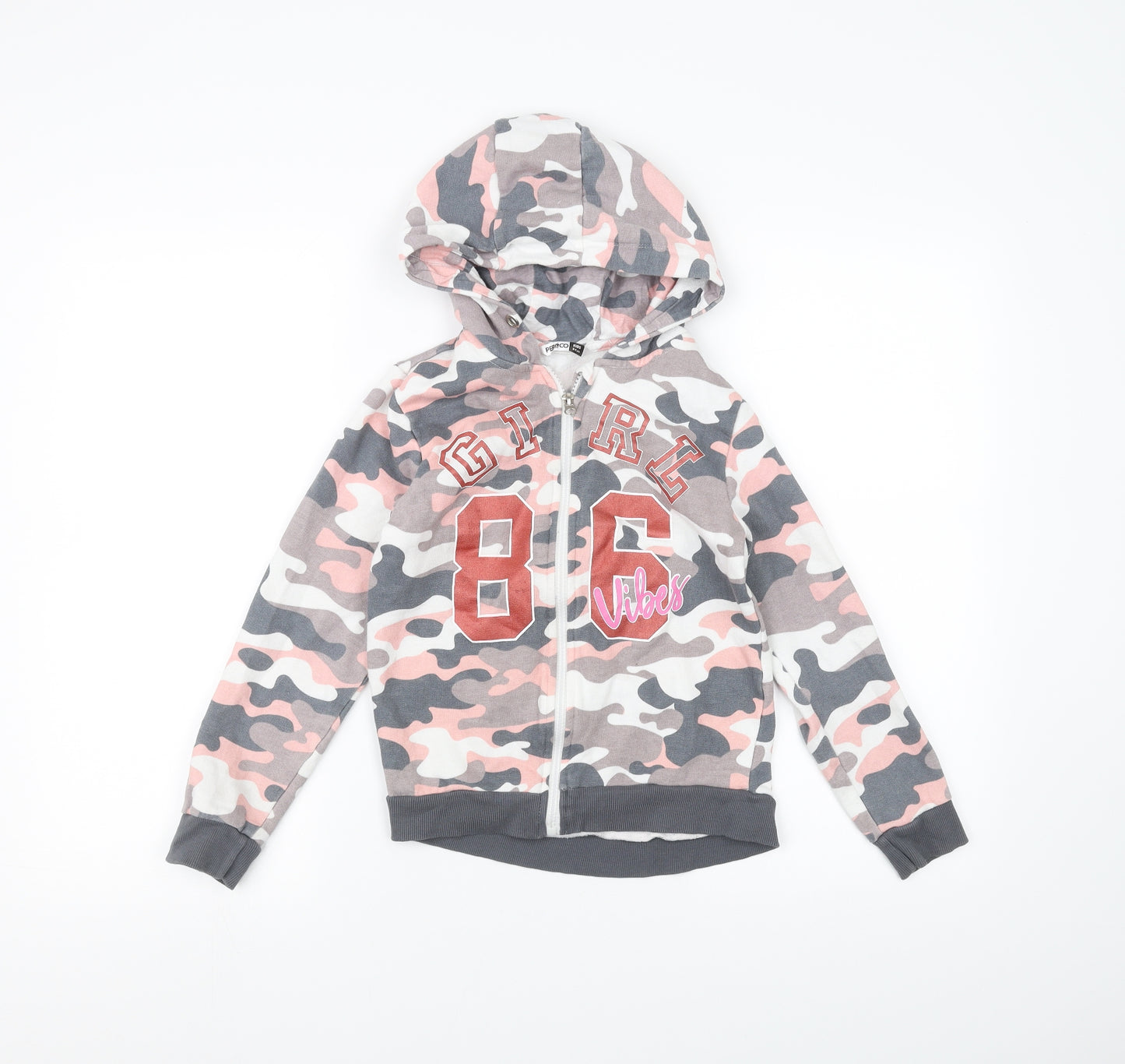 pep & Co Girls White Camouflage  Full Zip Hoodie Size 8-9 Years
