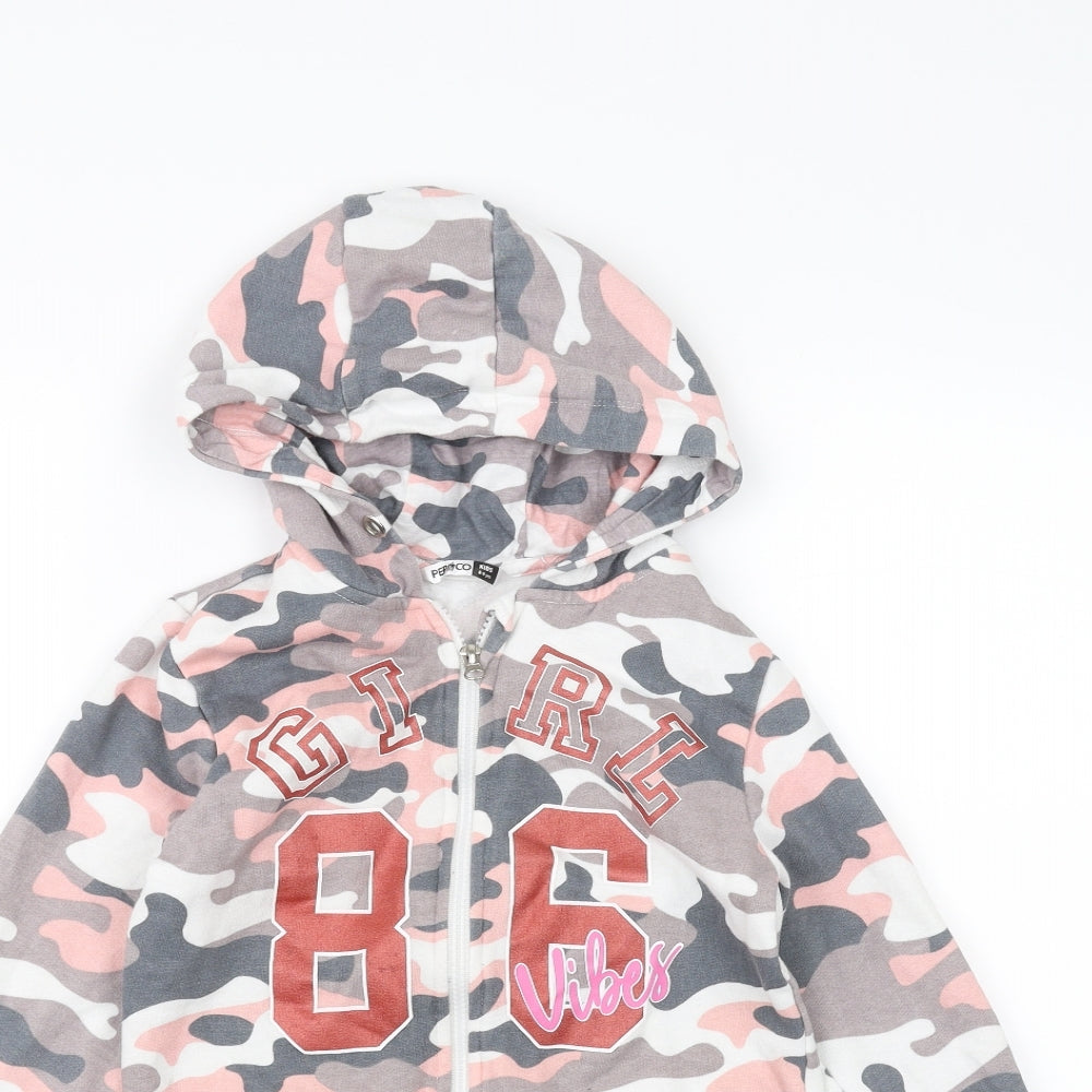 pep & Co Girls White Camouflage  Full Zip Hoodie Size 8-9 Years