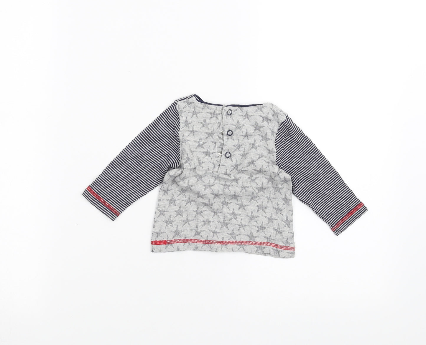 mamas & papas Baby Grey Striped  Basic T-Shirt Size 0-3 Months