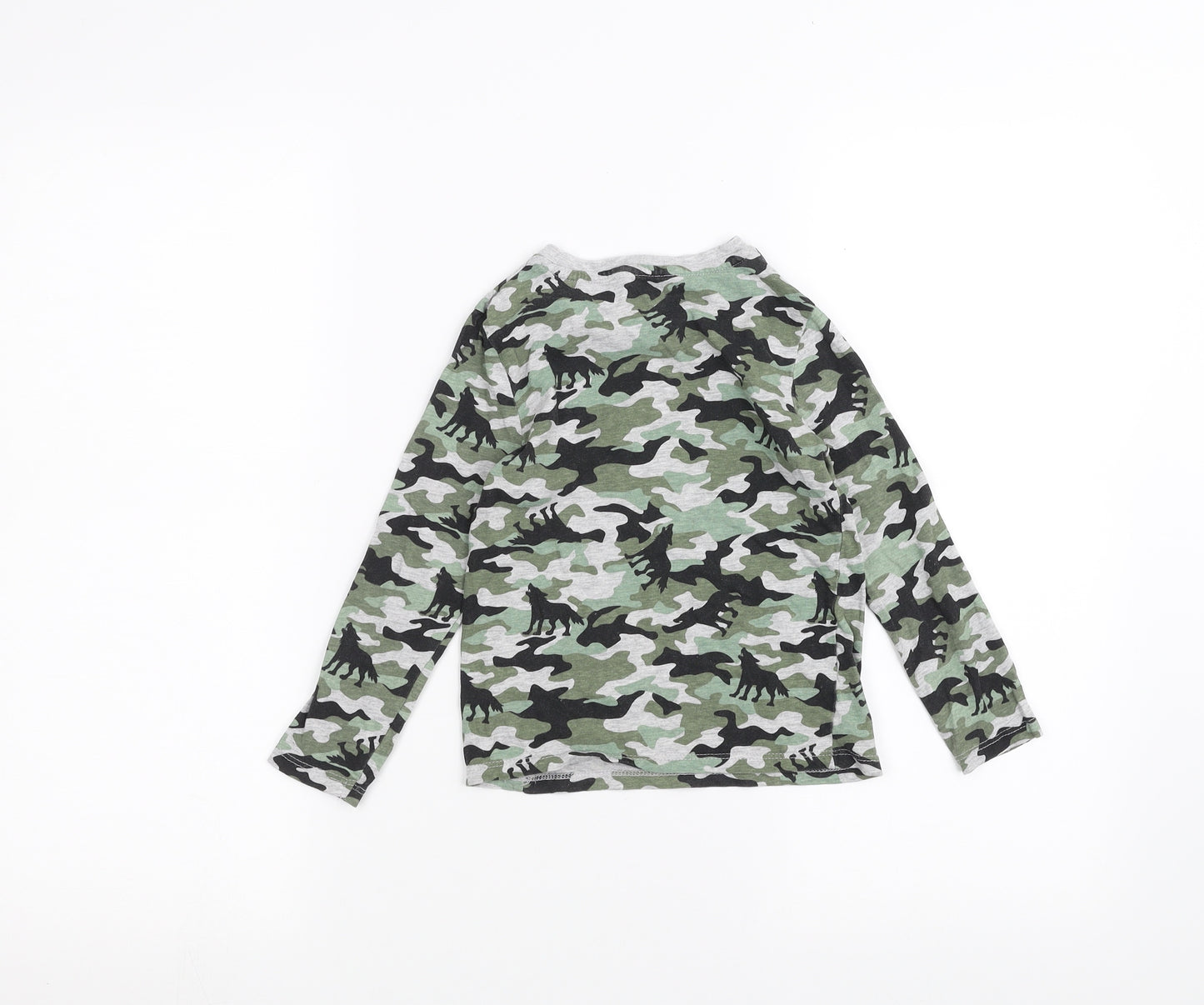 pep & co Boys Green Camouflage  Basic T-Shirt Size 4-5 Years