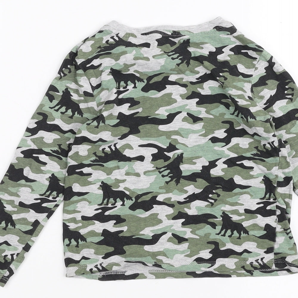 pep & co Boys Green Camouflage  Basic T-Shirt Size 4-5 Years