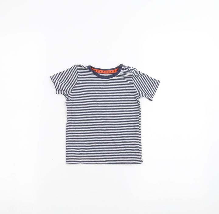 George Baby Grey Striped Basic T-Shirt Size 6-9 Months