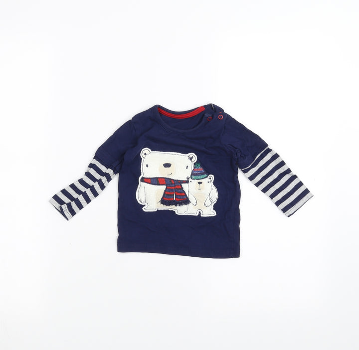 George Baby Blue Striped  Basic T-Shirt Size 6-9 Months