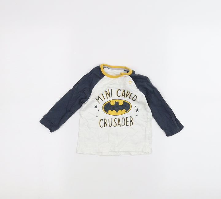 George Baby White   Basic T-Shirt Size 6-9 Months  - BATMAN