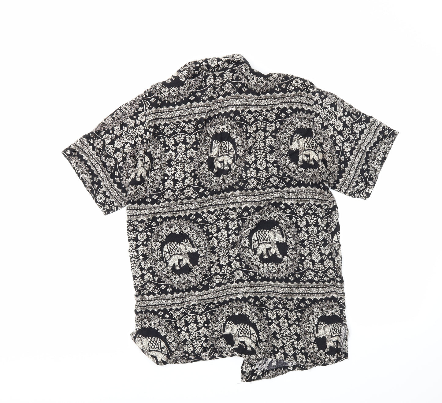 Preworn Mens Black Paisley   Button-Up Size XL