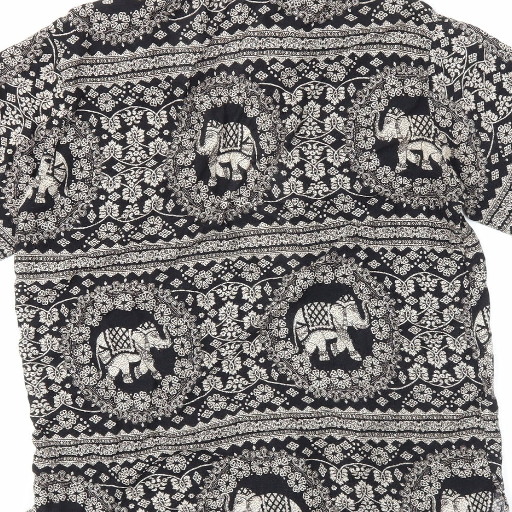 Preworn Mens Black Paisley   Button-Up Size XL