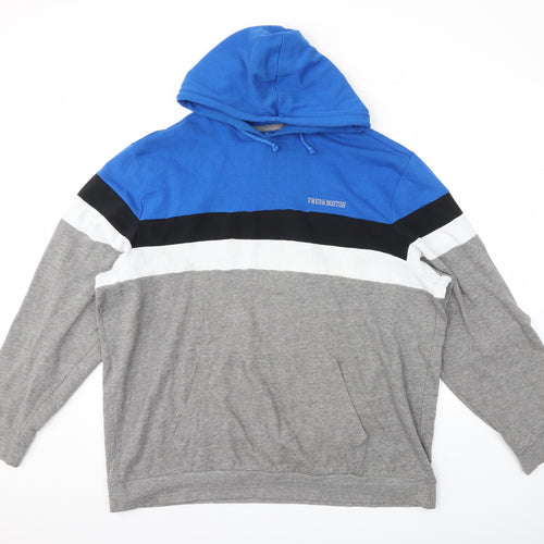 Fred & Boston Mens Grey Striped  Pullover Hoodie Size 2XL