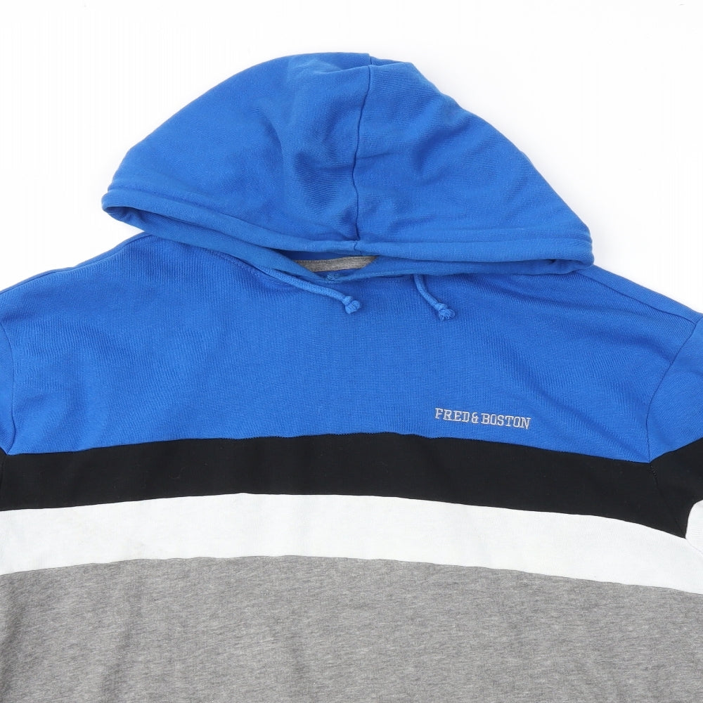 Fred & Boston Mens Grey Striped  Pullover Hoodie Size 2XL