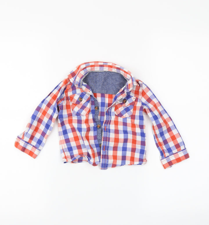 Mothercare Boys Red Plaid  Basic Button-Up Size 12-18 Months