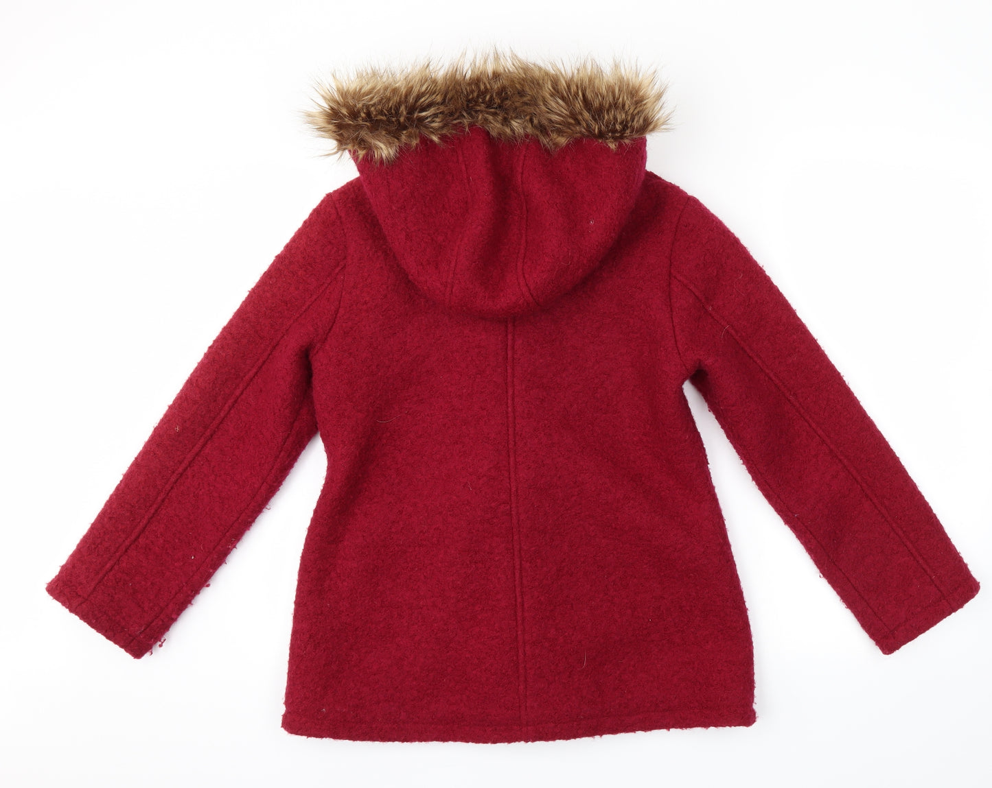 Preworn Girls Red   Overcoat Coat Size 11-12 Years