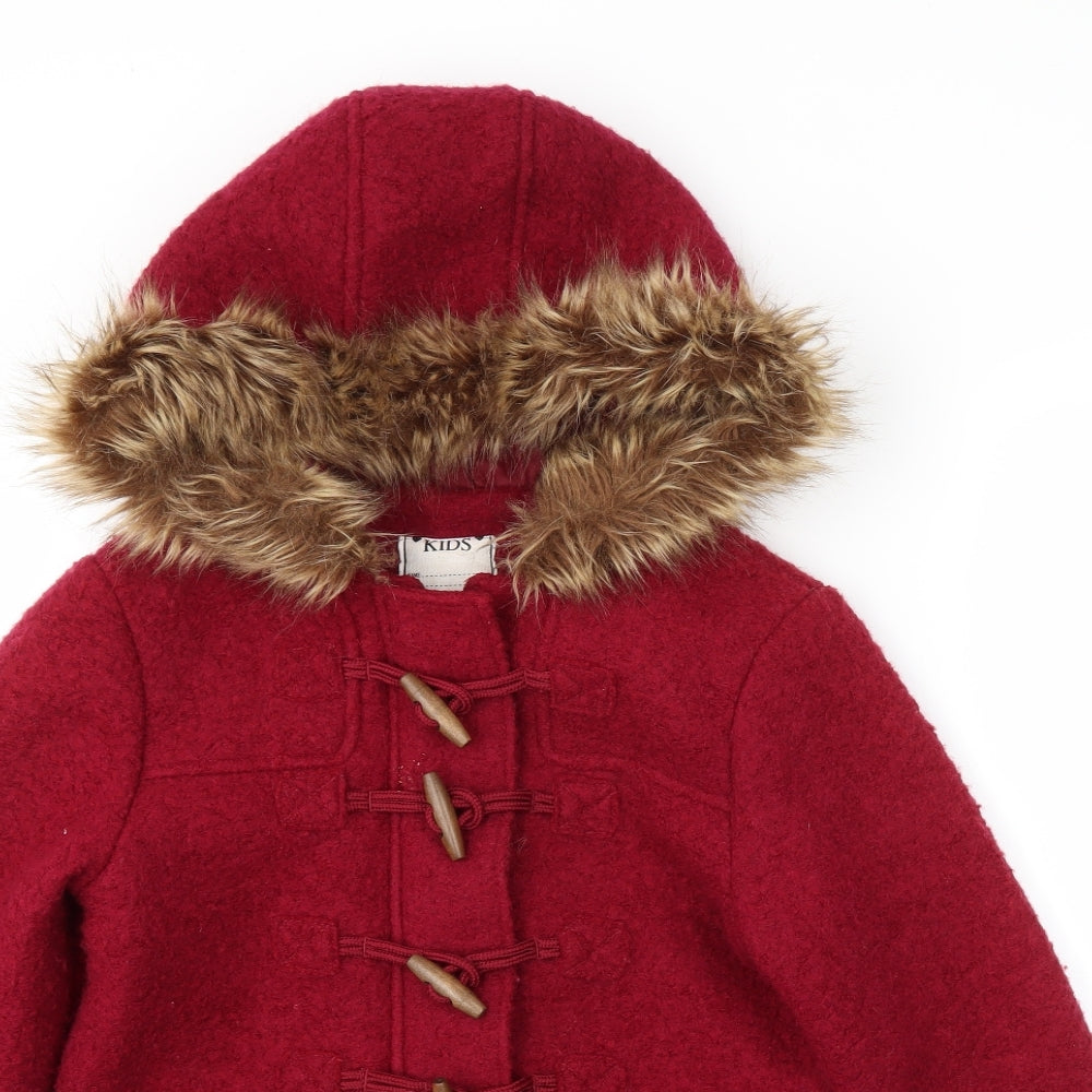 Preworn Girls Red   Overcoat Coat Size 11-12 Years
