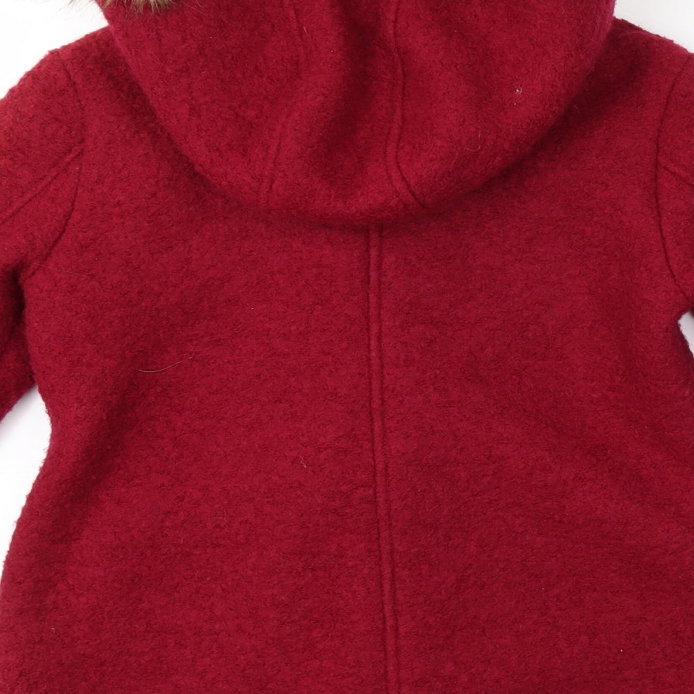 Preworn Girls Red   Overcoat Coat Size 11-12 Years