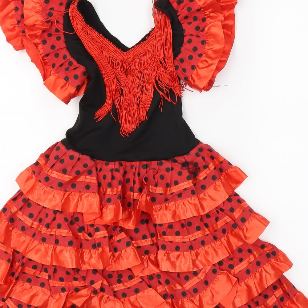 Preworn Girls Red Polka Dot  Trapeze & Swing  Size 4 Years