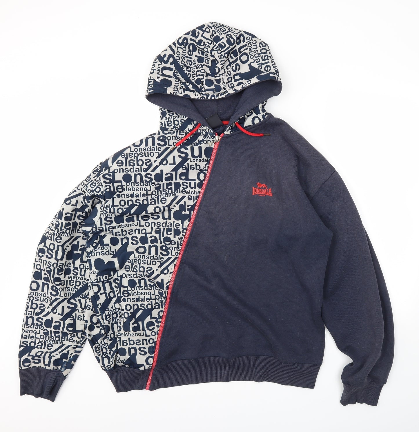 Lonsdale Mens Blue   Full Zip Hoodie Size 2XL