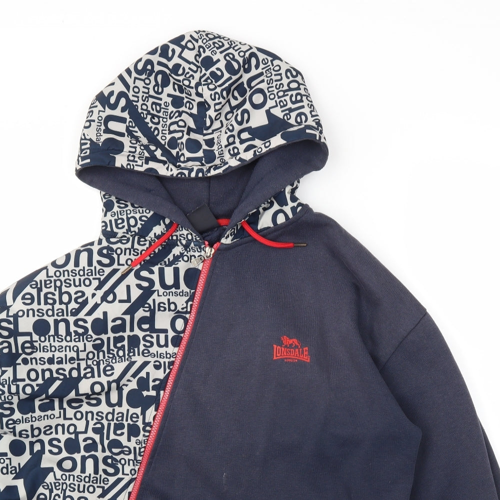 Lonsdale Mens Blue   Full Zip Hoodie Size 2XL