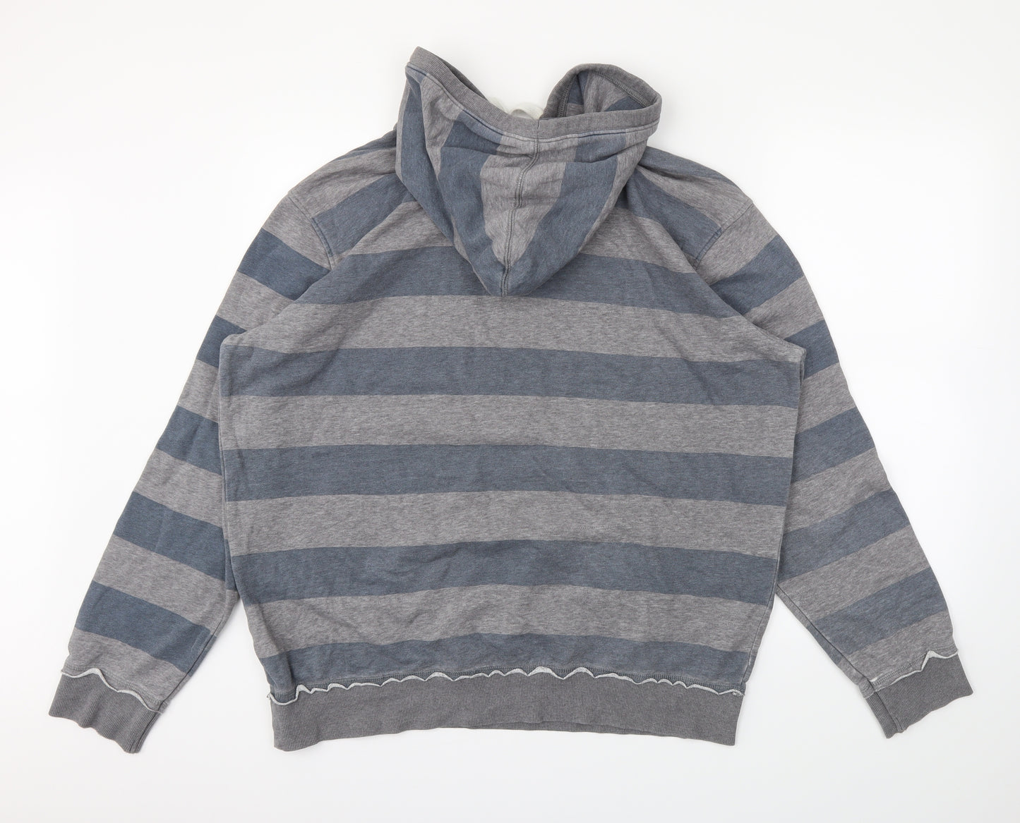 M&S Mens Grey Striped  Pullover Hoodie Size XL