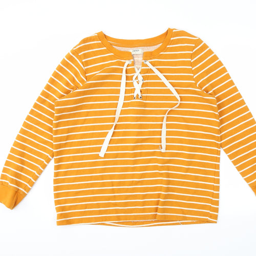 Papaya Womens Yellow Striped  Pullover Sweatshirt Size L