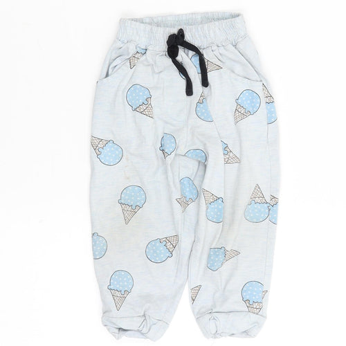 Be ou Girls Blue Solid  Cami Pyjama Pants Size 18-24 Months