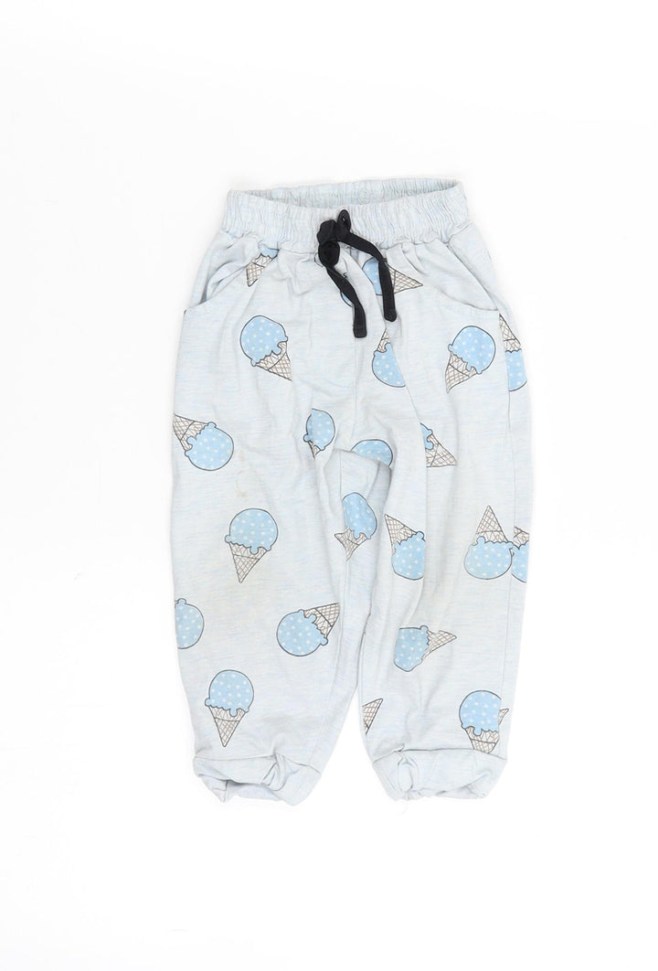Be ou Girls Blue Solid Cami Pyjama Pants Size 18-24 Months