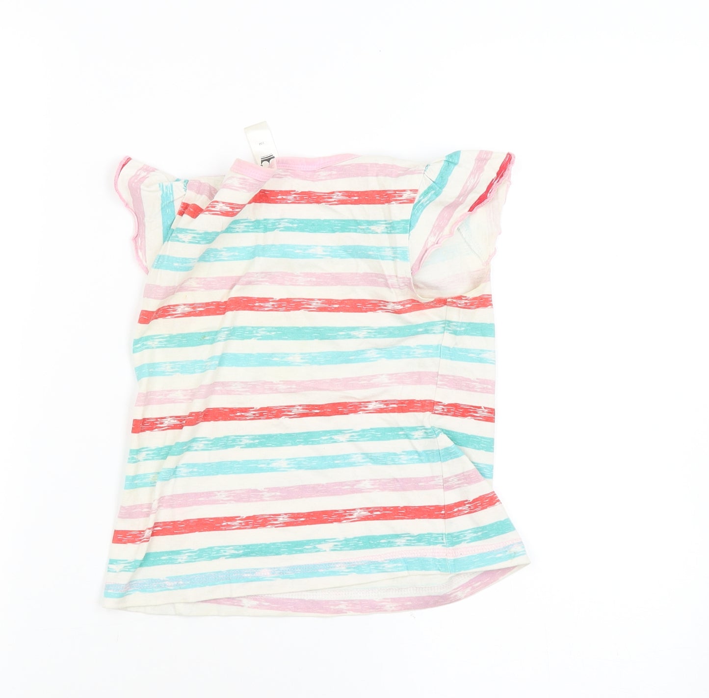 royal blue adventure Girls White Striped  Basic T-Shirt Size 4-5 Years