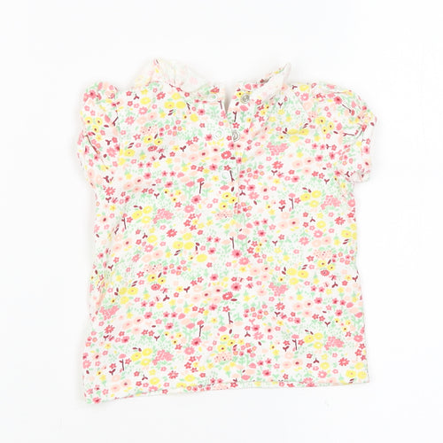 Nutmeg Girls White Floral  Basic T-Shirt Size 3-6 Months