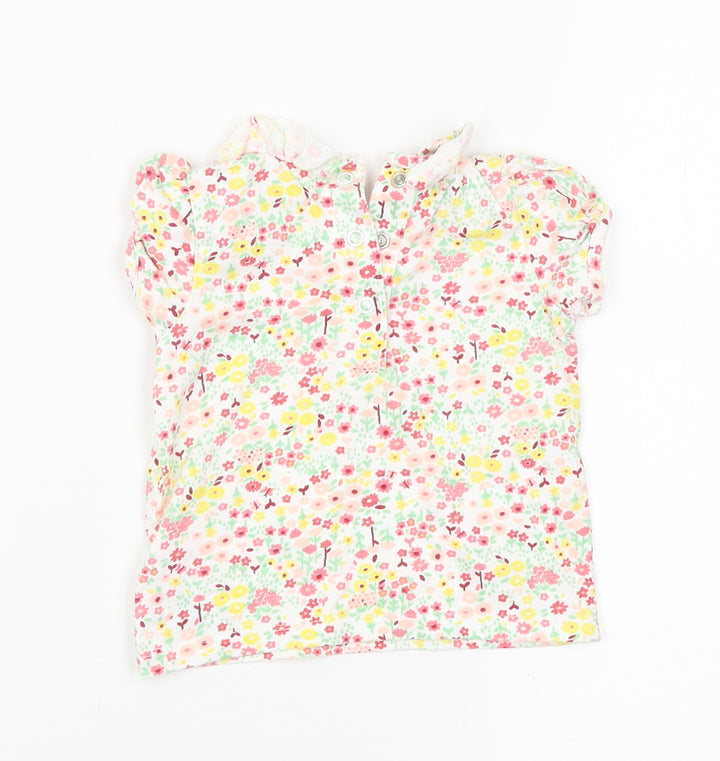 Nutmeg Girls White Floral  Basic T-Shirt Size 3-6 Months