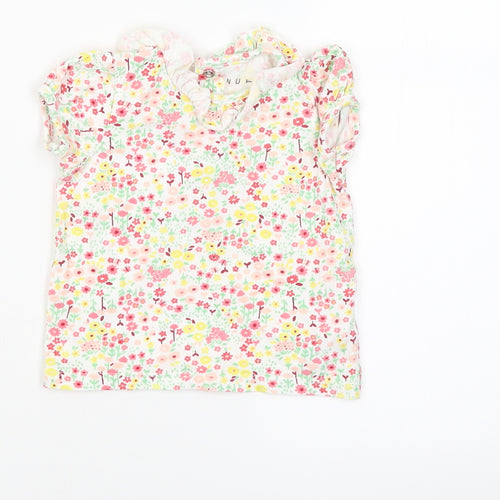 Nutmeg Girls White Floral  Basic T-Shirt Size 3-6 Months