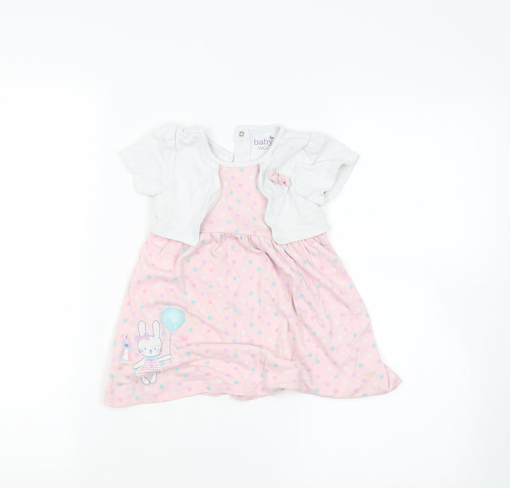 M&Co Girls Pink Spotted  T-Shirt Dress  Size 12-18 Months
