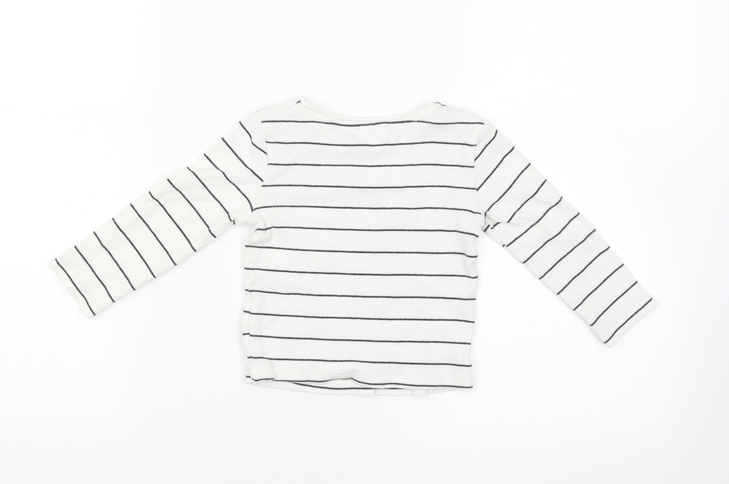 F&F Boys White Striped  Pullover Jumper Size 12-18 Months