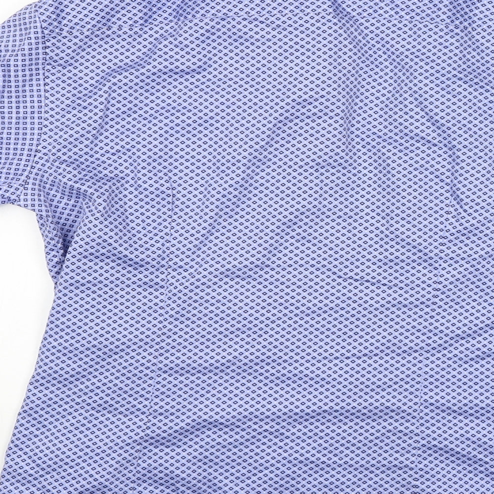 F&F Mens Blue Argyle/Diamond   Button-Up Size S