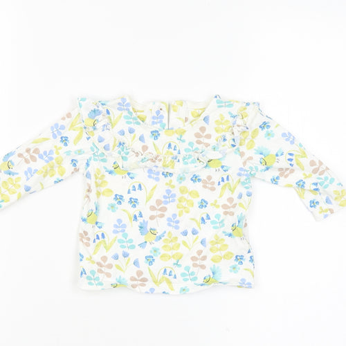 M&S Girls White Floral  Basic T-Shirt Size 0-3 Months