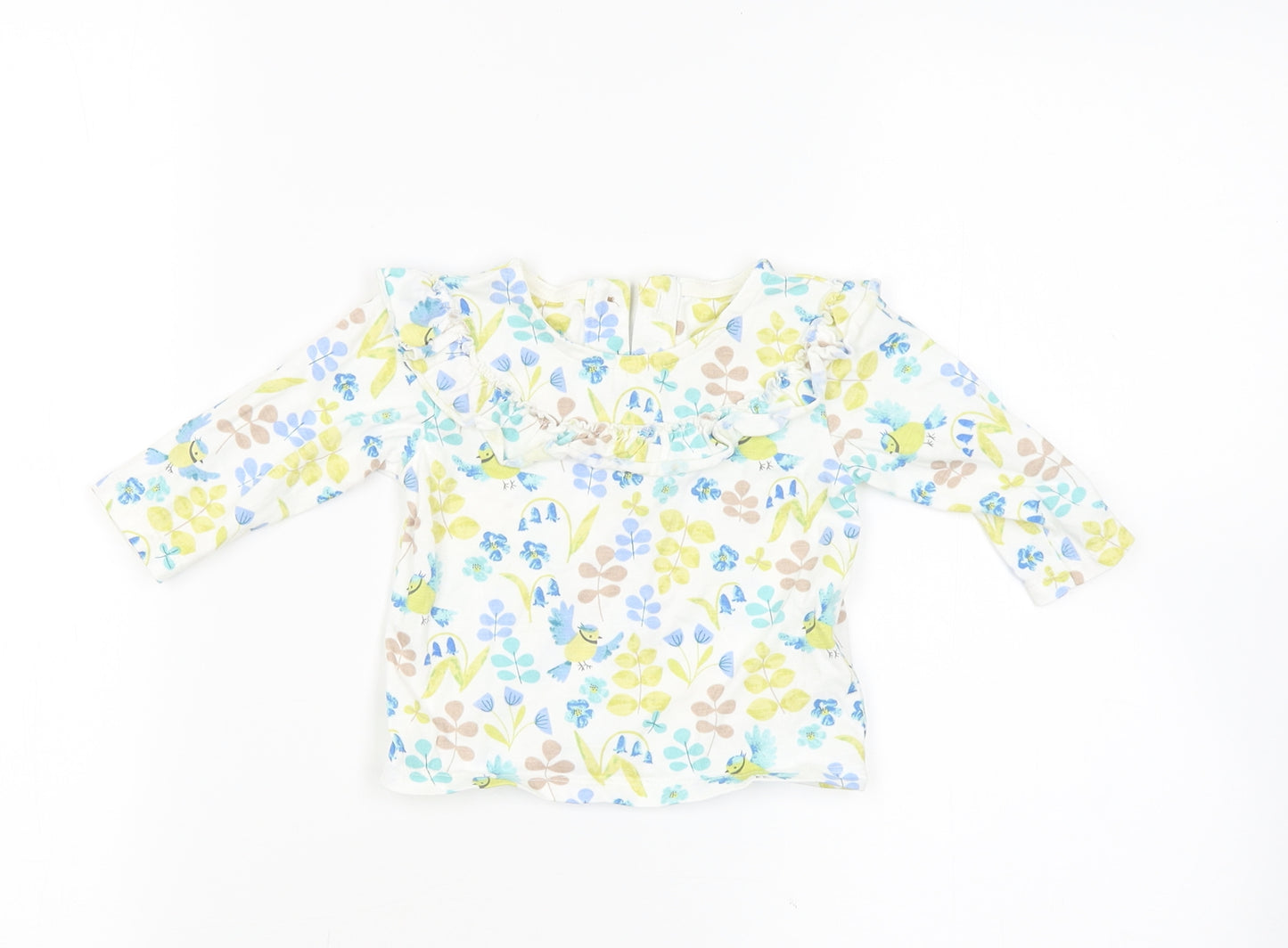 M&S Girls White Floral  Basic T-Shirt Size 0-3 Months