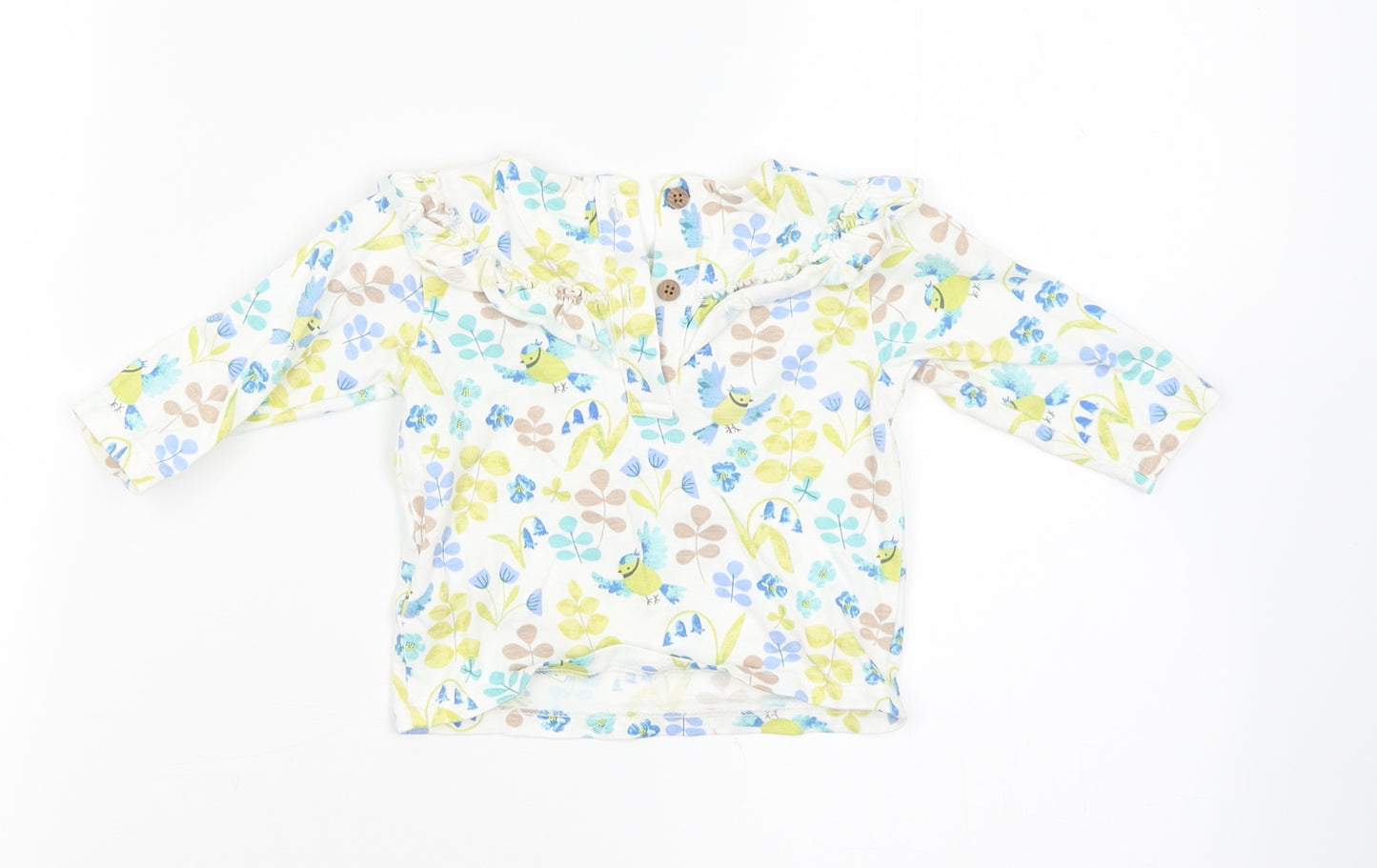 M&S Girls White Floral  Basic T-Shirt Size 0-3 Months