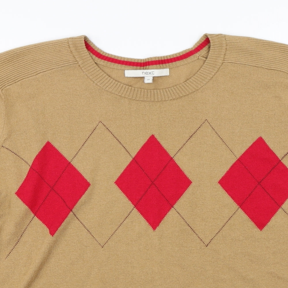 NEXT Womens Brown Argyle/Diamond Knit Pullover Jumper Size 20