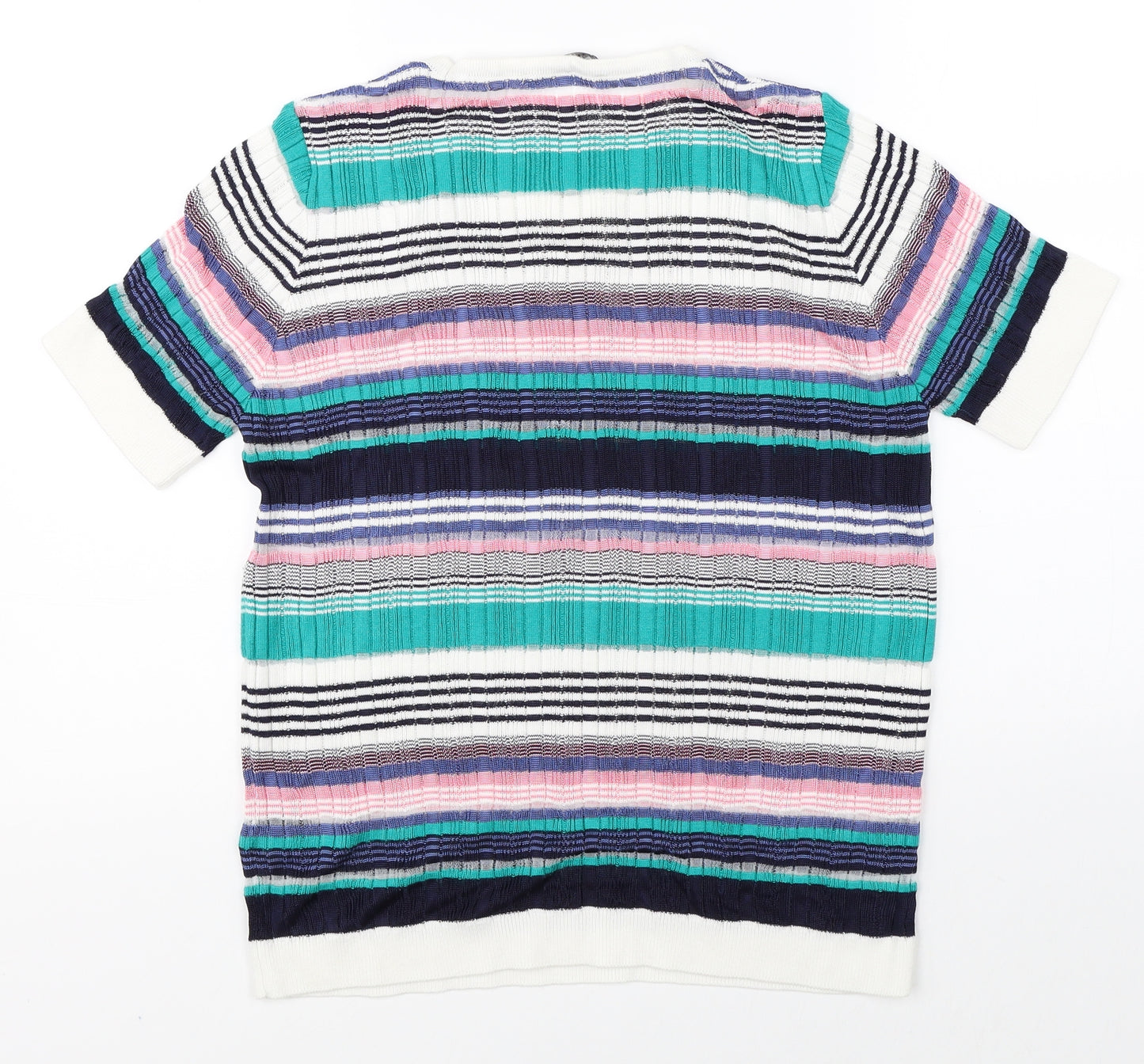 Marks & Spencer Womens Multicoloured Striped  Basic T-Shirt Size 14