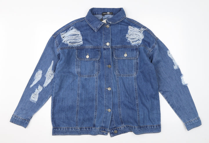 Boohoo Womens Blue Denim Jacket Size 6