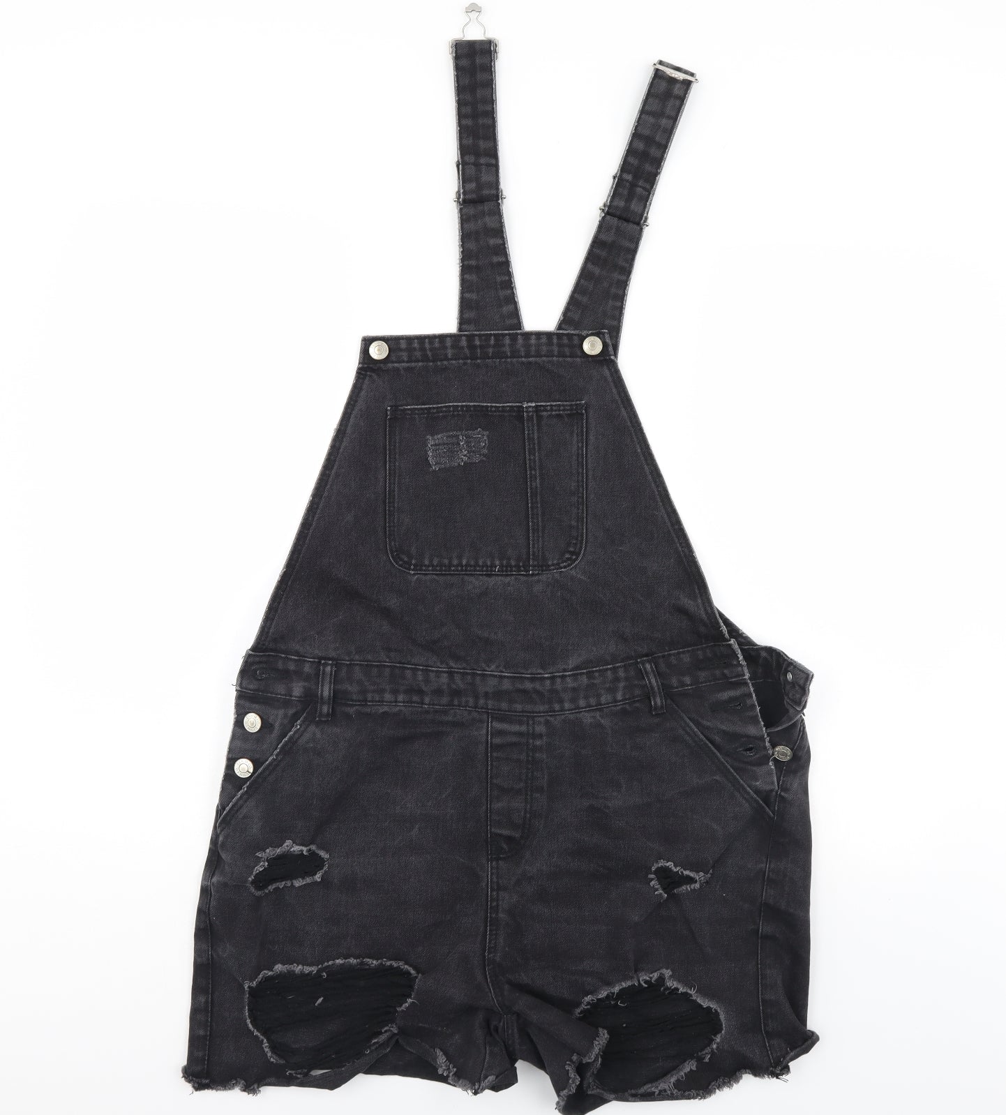 Denim & Co. Womens Black  Denim Jumpsuit One-Piece Size 16  - Distressed