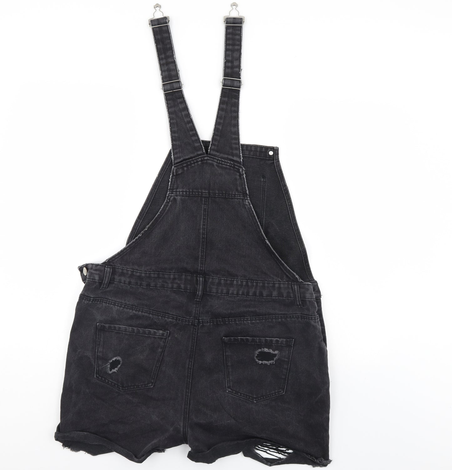 Denim & Co. Womens Black  Denim Jumpsuit One-Piece Size 16  - Distressed