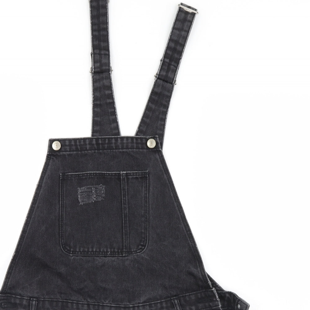 Denim & Co. Womens Black  Denim Jumpsuit One-Piece Size 16  - Distressed