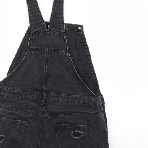 Denim & Co. Womens Black  Denim Jumpsuit One-Piece Size 16  - Distressed