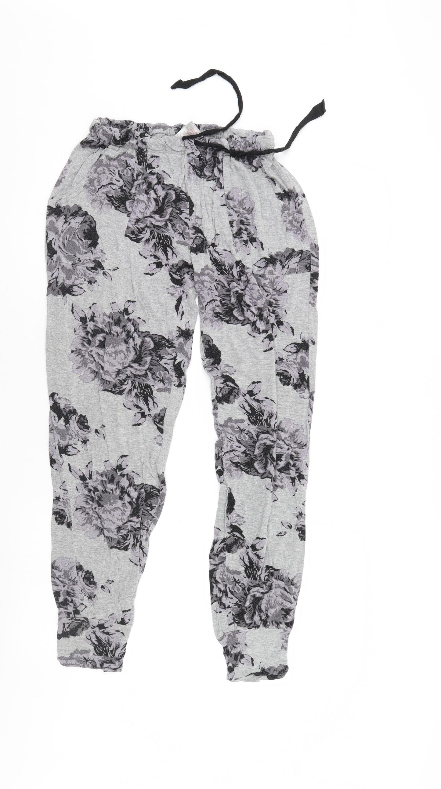 Feel Fabulous Womens Grey Floral  Pedal Pusher Trousers Size 6 L28 in