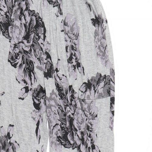 Feel Fabulous Womens Grey Floral  Pedal Pusher Trousers Size 6 L28 in