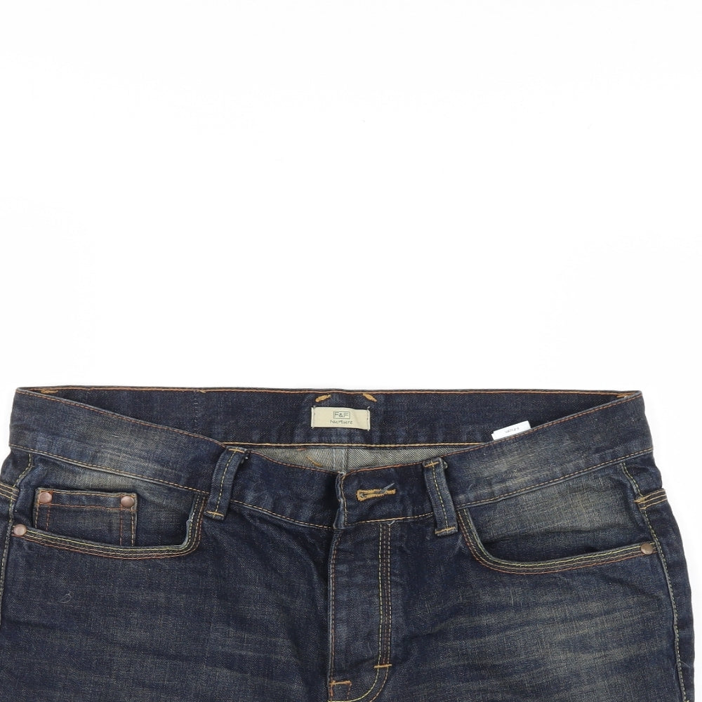 F&F Mens Blue  Denim  Shorts Size 32