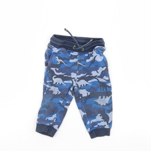 Preworn Boys Blue Camouflage  Sweatpants Trousers Size 9-12 Months